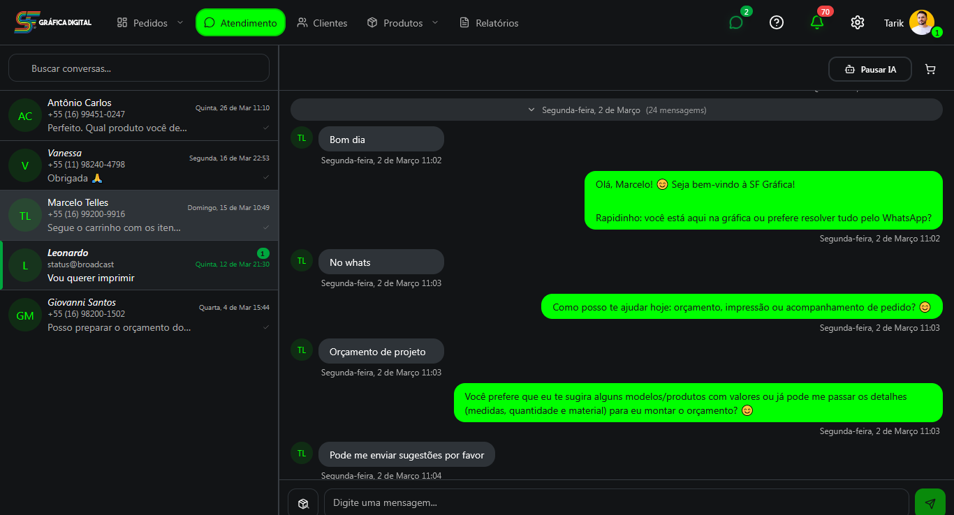 Atendimento - Fellow CRM